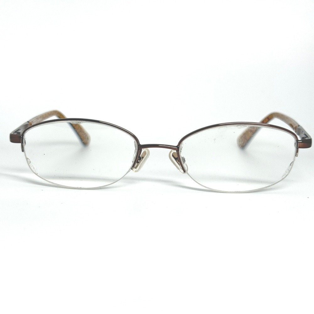 Coach Faye 118 Tan Signature C Eyeglasses Frames Brown Oval Half Rim 135 21771